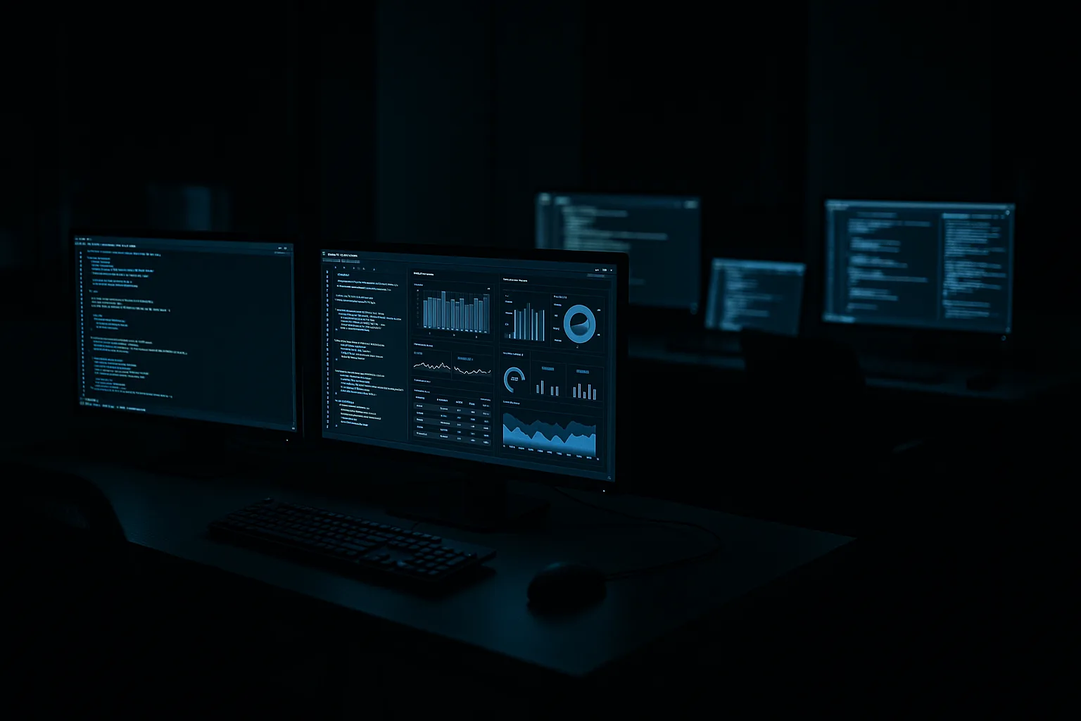 夜間に自動稼働するオフィスのPC